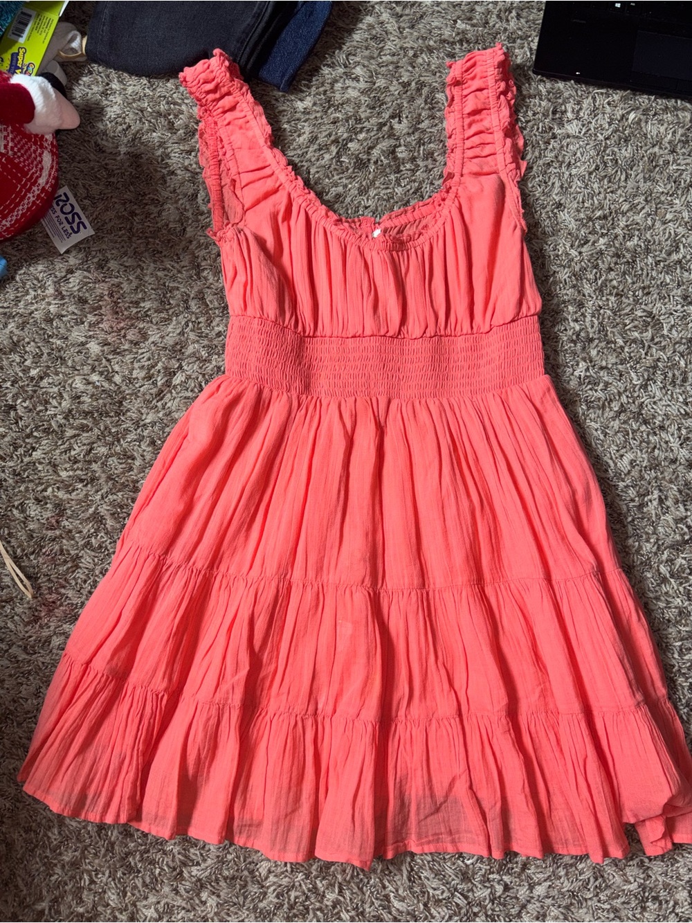 American Eagle Outfitters Coral Pink Tiered Sundress